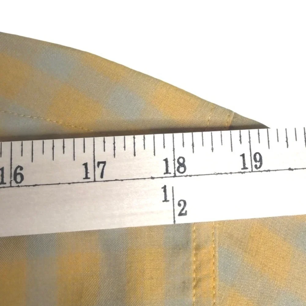The North Face AH6S Short Sleeve‎ Gingham Hiking Shirt Yellow Gray Men's Large